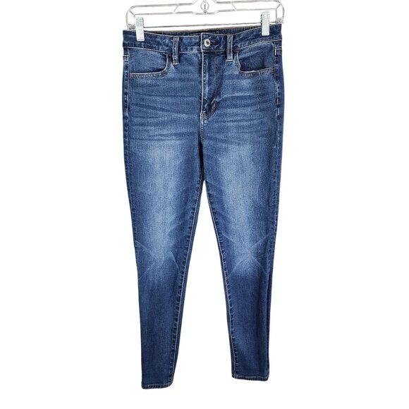 Womens American Eagle Super Hi Rise Blue Denim Jegging 360° Stretch Size 6 Short - Picture 1 of 11